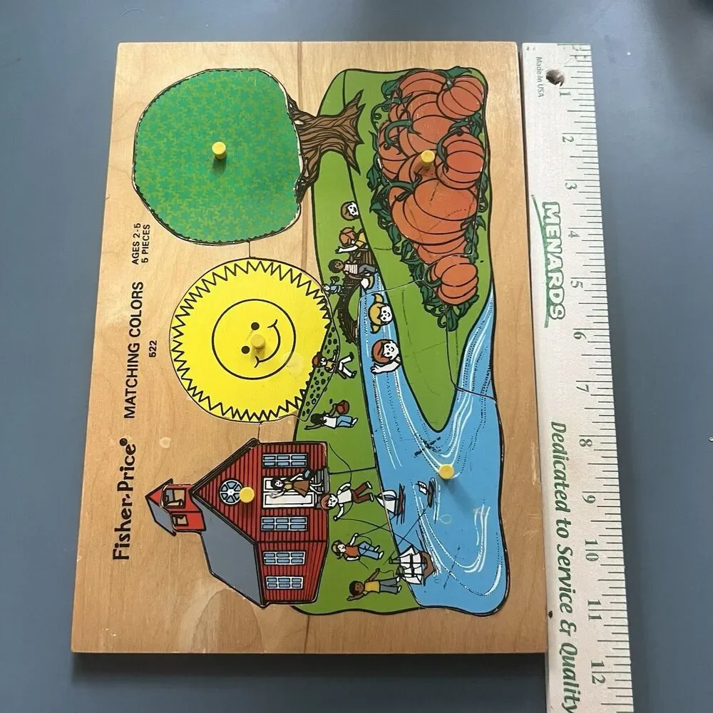 Vintage Fisher Price Wooden Puzzle 522 Matching Colors Malta 1979